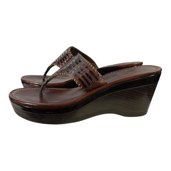 Cole Haan Air Bria Brown Thong Sandals Platform Wooden Heel Women’s Size 8 B - Picture 4 of 8